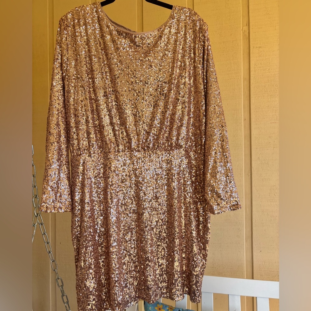 NWT. The Limited Sequin Dress in Shimmering Champagne colored sequins XL